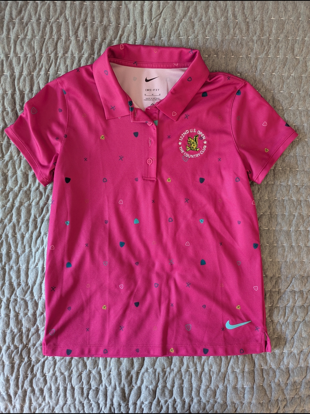 Nike Girls Dri-FIT Tennis Polo Pink 122nd US Open Golf Shirt Size M